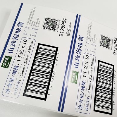 برچسب‌های خرده‌فروشی سفارشی بیضی شکل BOPP کد QR بارکد CMYK کاغذ چاپگر وینیل شفاف